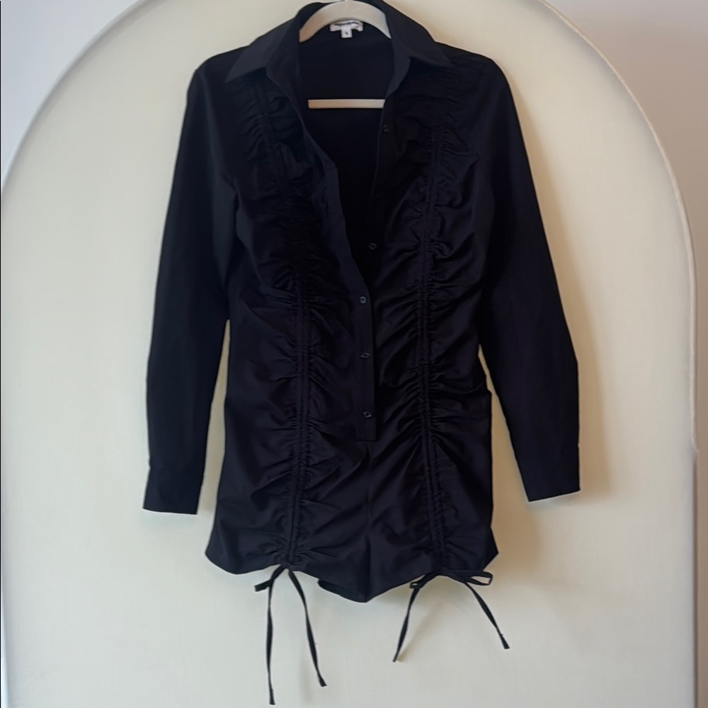 Black Ruched Long Sleeve Shirt